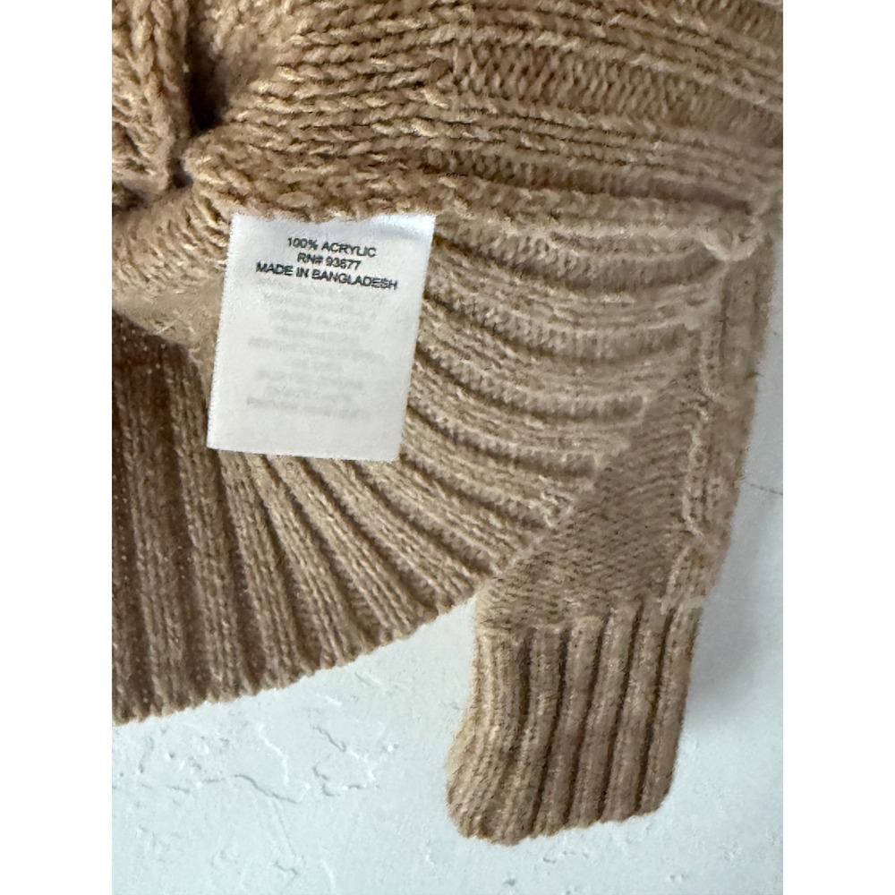 Johns Bay Vintage Y2k Women's‎ Tan Cable Knit Shawl Collar Cardigan Sweater L - Picture 7 of 9